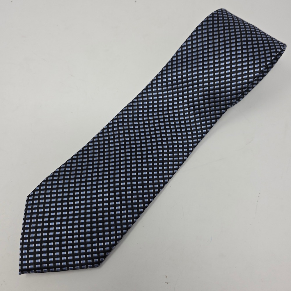 Eagle Necktie Mens Blue Black Mini Box Micro Geometric Silk Classic NEW